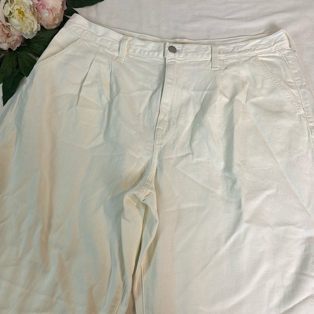NWT Madewell Womens White High Waist Cotton Baggy Straight Denim Jeans Size 32
